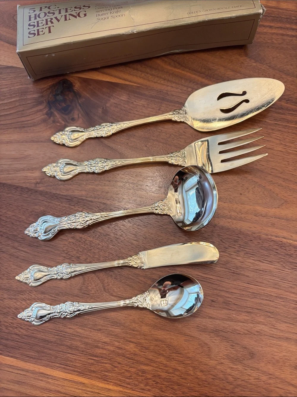 Barclay Geneve 5 Piece Hostess Serving Set 24k Gold Electroplate Set